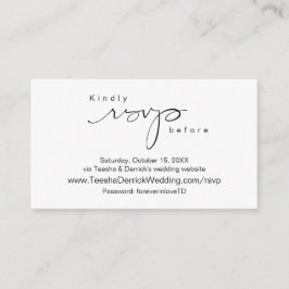 Modern minimalist, zwart script, online RSVP Informatiekaartje