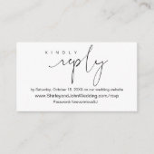 Modern minimalist, zwart script, online RSVP Informatiekaartje (Voorkant)