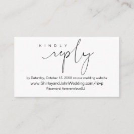Modern minimalist, zwart script, online RSVP Informatiekaartje