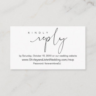 Modern minimalist, zwart script, online RSVP Informatiekaartje