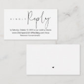 Modern minimalist, zwart script, online RSVP Informatiekaartje (Voorkant / Achterkant)