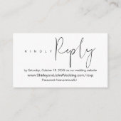 Modern minimalist, zwart script, online RSVP Informatiekaartje (Voorkant)