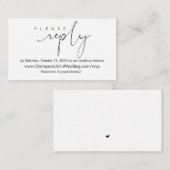 Modern minimalist, zwart script, online RSVP Informatiekaartje (Voorkant / Achterkant)