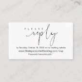 Modern minimalist, zwart script, online RSVP Informatiekaartje (Voorkant)