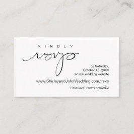 Modern minimalist, zwart script, online RSVP Informatiekaartje