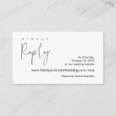 Modern minimalist, zwart script, online RSVP Informatiekaartje (Voorkant)