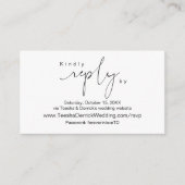 Modern minimalist, zwart script, online RSVP Informatiekaartje (Voorkant)