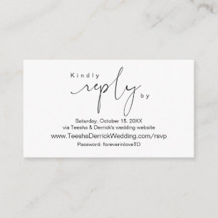 Modern minimalist, zwart script, online RSVP Informatiekaartje