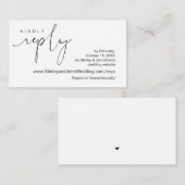 Modern minimalist, zwart script, online RSVP Informatiekaartje (Voorkant / Achterkant)