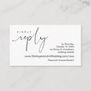 Modern minimalist, zwart script, online RSVP Informatiekaartje