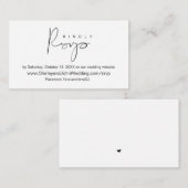 Modern minimalist, zwart script, online RSVP Informatiekaartje (Voorkant / Achterkant)