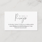 Modern minimalist, zwart script, online RSVP Informatiekaartje (Voorkant)