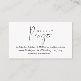 Modern minimalist, zwart script, online RSVP Informatiekaartje
