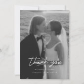 Modern Minimalistic 2-Photo Script Wedding Bedankkaart (Voorkant)