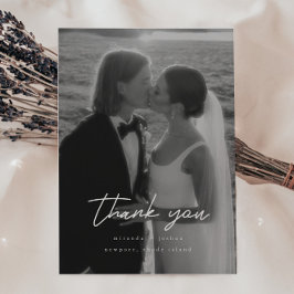 Modern Minimalistic 2-Photo Script Wedding Bedankkaart