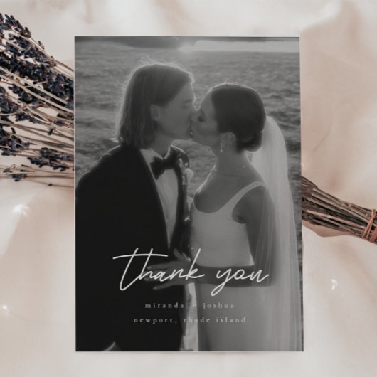 Modern Minimalistic 2-Photo Script Wedding Bedankkaart