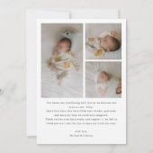 Modern Minimalistic 4-Photo Arch Baby Birth Aankondiging (Achterkant)