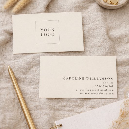 Modern Minimalistic Cream Brown Professional Logo  Visitekaartje