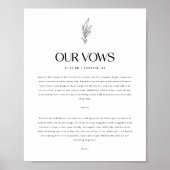 Modern Minimalistic Floral Custom Wedding Vows Poster (Voorkant)