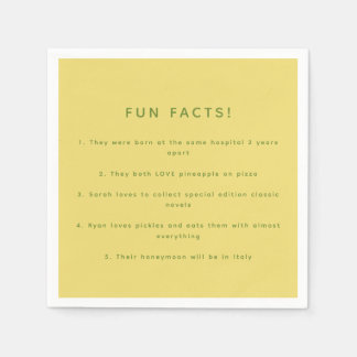 Modern Minimalistic Lemon Yellow Wedding Fun Facts Servet