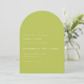 Modern Minimalistic Lime Green Arch Wedding Kaart (Staand voorkant)