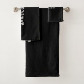 Modern minimalistic monogram name black white bad handdoek (Insitu)