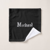 Modern minimalistic monogram name black white bad handdoek (Wasdoekje)