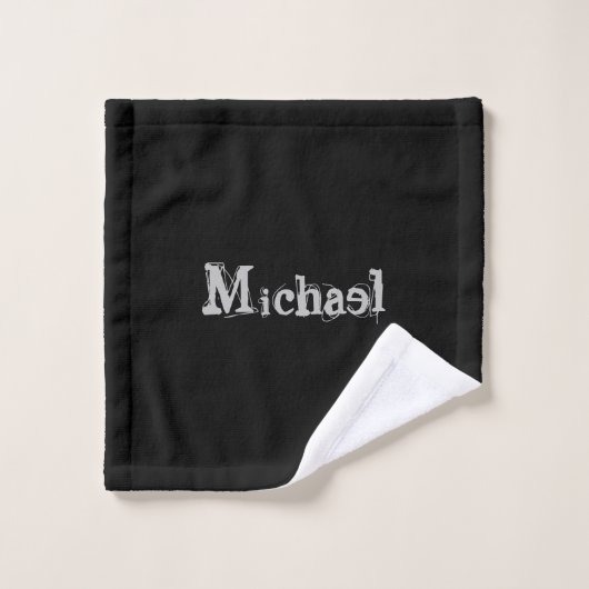 Modern minimalistic monogram name black white bad handdoek (Wasdoekje)