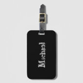 Modern minimalistic monogram name black white bagagelabel (Voorkant (verticaal))