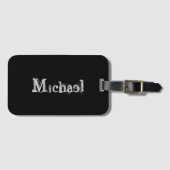 Modern minimalistic monogram name black white bagagelabel (Voorkant (horizontaal))