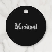 Modern minimalistic monogram name black white bedankjes labels (Achterkant)