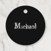 Modern minimalistic monogram name black white bedankjes labels (Voorkant)