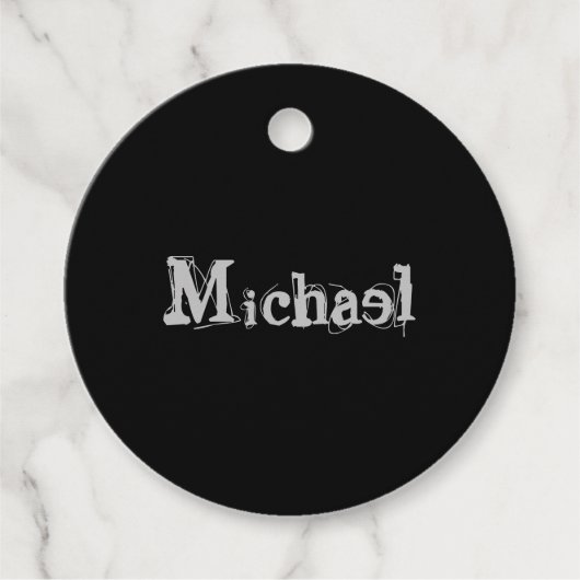 Modern minimalistic monogram name black white bedankjes labels (Voorkant)