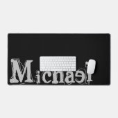 Modern minimalistic monogram name black white bureaumat (Keyboard & Muis)