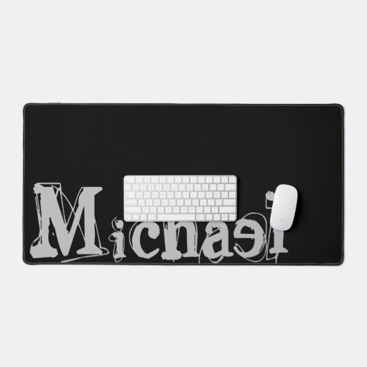 Modern minimalistic monogram name black white bureaumat (Keyboard & Muis)