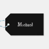 Modern minimalistic monogram name black white cadeaulabel (Achterkant Horizontaal)