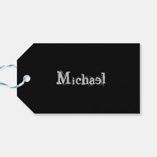 Modern minimalistic monogram name black white cadeaulabel (Achterkant Horizontaal)