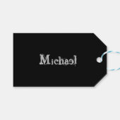 Modern minimalistic monogram name black white cadeaulabel (Voorkant (Horizontaal))