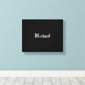 Modern minimalistic monogram name black white canvas afdruk (Insitu (Houten vloer))