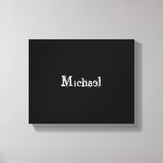 Modern minimalistic monogram name black white canvas afdruk (Voorkant)
