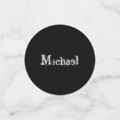 Modern minimalistic monogram name black white confetti (Kleine voorkant)