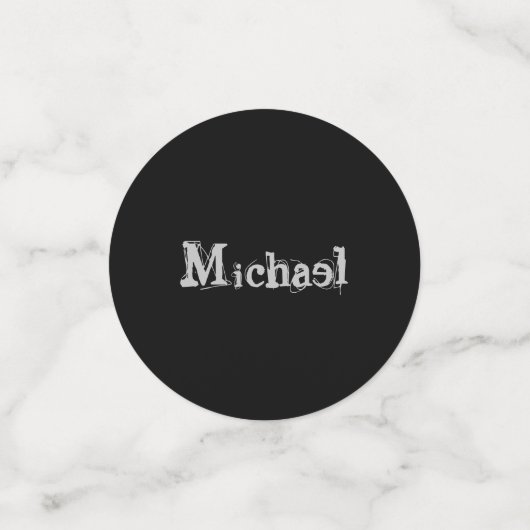 Modern minimalistic monogram name black white confetti (Kleine voorkant)