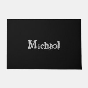 Modern minimalistic monogram name black white deurmat