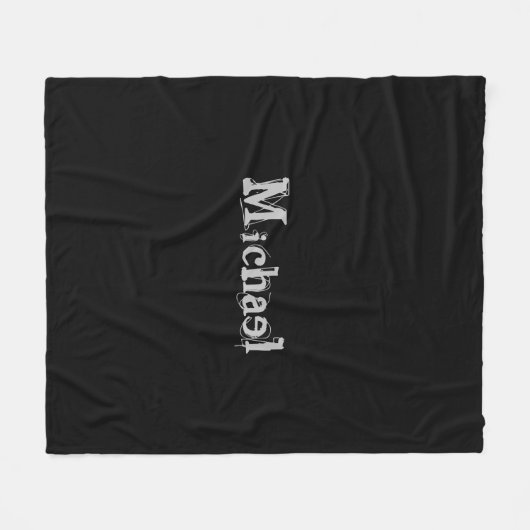 Modern minimalistic monogram name black white fleece deken (Voorkant (Horizontaal))