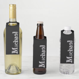 Modern minimalistic monogram name black white flessenhanger