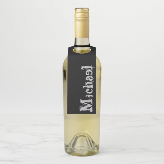 Modern minimalistic monogram name black white flessenhanger (Op fles)