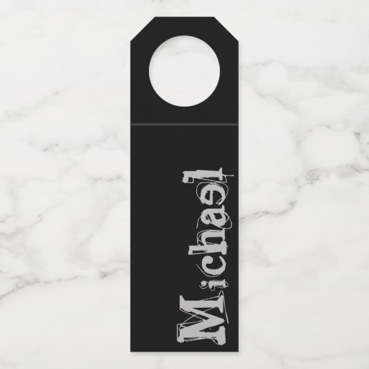 Modern minimalistic monogram name black white flessenhanger (Achterkant)