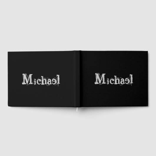 Modern minimalistic monogram name black white gastenboek (Volledig)