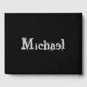 Modern minimalistic monogram name black white gastenboek (Achterkant)