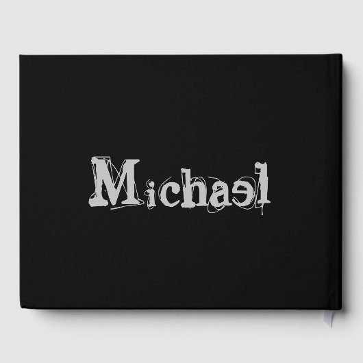 Modern minimalistic monogram name black white gastenboek (Achterkant)
